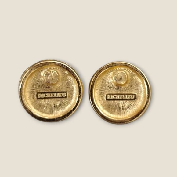 Vintage Richelieu Faux Pearl Cabochon Earrings - Picture 2 of 2